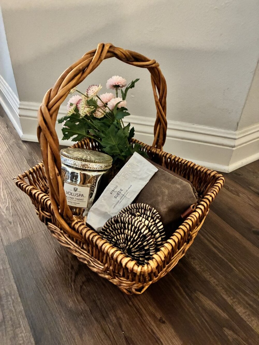 Woven Basket with braided handle, Great for Gift Baskets